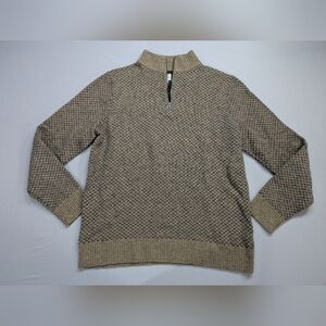 J. Crew Men's Beige and Black Textured Zip-Up Sweater